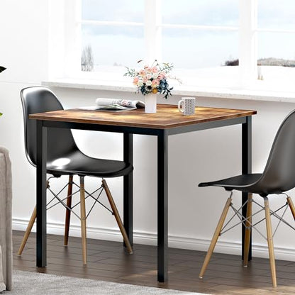 Need Small Square Dining Table- 31-1/2'' Sturdy and Heavy Duty Writing Desk for Small Spaces and Writing Table Desk Breakroom Table, Rustic Brown | Black Frame Sturdy and Heavy Duty Writing Desk for Small Spaces, Sturdy Writing Table for Home Office or St