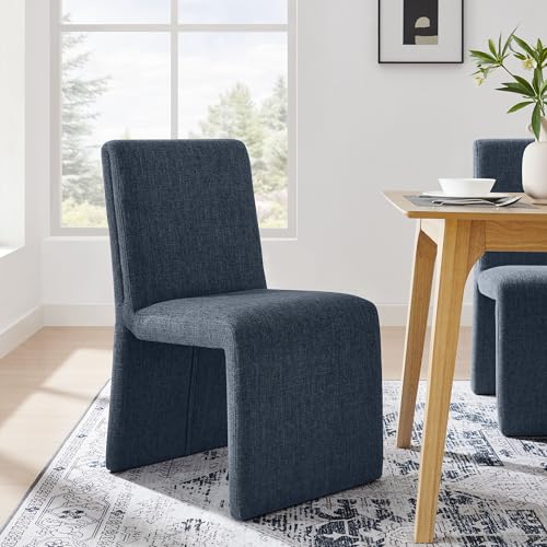 Modway Emory Fabric Slipper Dining Chair in Slate Blue – Upholstered Armless Dining Side Chair – Versatile Modern Accent Chair or Vanity Chair - color: Slate Blue