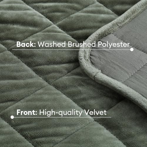 Velvet Quilt King Size, Luxury Soft Bedding Set, Lightweight Cozy Warm Quilted 3-Piece Velvet Coverlet Bedspread Set with 2 Pillow Shams for All Season, Green - color: Green, size: King(98"x106")
