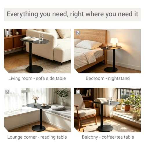 Modern C-Shaped End Table, Small Sofa Side Table Metal Side Table for Couch and Bed Snack Table Tray Table for Living Room Bedroom - color: Black