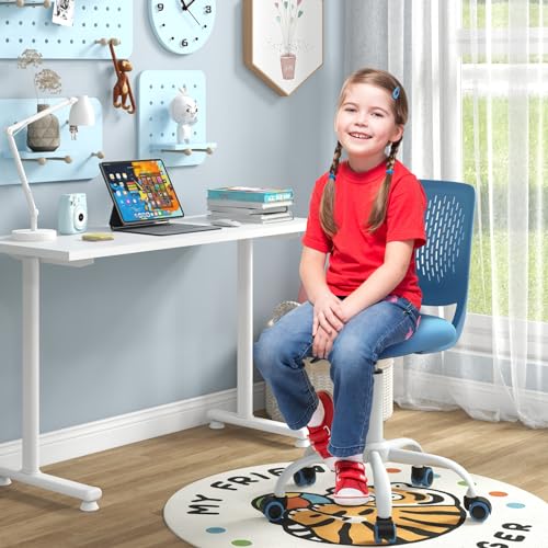 GIANTEX Kids Desk Chair, Adjustable Children Study Chair, Swivel Armless Mesh Task Student Chair, Child Desk Chair with Adjustable Height & Lumbar Support Computer Chair (Blue) - color: Blue