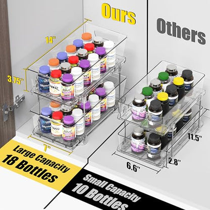 Simple Houseware 2Pcs 2-Tier Slim Drawer Cabinet Pull-Out Organizer, Clear - size: 2-Pack