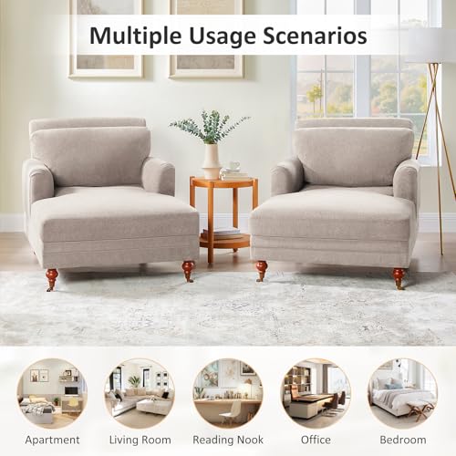 57.48'' Chaise Lounge Chair with Adjustable Backrest, Terry Camel | Chaise Lounge Chair Indoor, Modern Chaise Lounge Couch, Upholstered Leisure Recliner for Living Room, Apartment, Bedroom - color: Camel Terry