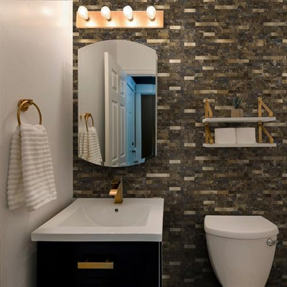 StyloVue 20 Sheets Peel and Stick Backsplash for Kitchen, Rust Slate with Metal Gold Look Stick on Tile Upgrade Your Kitchen Backsplash, RV, Fireplace - color: Rust Slate With Metal Gold