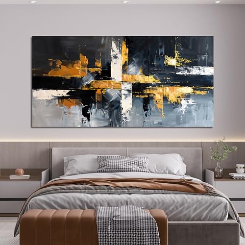 Large Canvas Wall Art Decor Oversized Gold Wall Art for Living Room Black and White Wall Art Prints Artwork for Walls Modern Abstract Art Abstract Canvas Art Wall Decor Bedroom Office Decor 29" X 58" - color: TB-01O, size: 58"L x 29"W