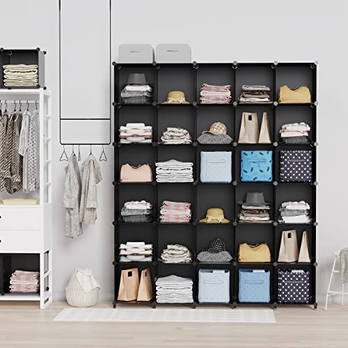 HOMIDEC Closet Organizers and Storage, 16 Cube Storage Organizer, Closet Organizer Bookshelf Cubes Shelves for Clothes, Bedroom, Kids Room, Bathroom, Wardrobe, Garment Racks, Black | Closet Organizer Bookshelf Storege Cubes Shelves for Bedroom, Kids Room,