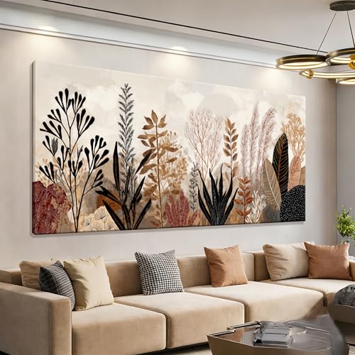 Dimpaga Large Canvas Wall Art Black Nature Botanical Canvas Art Wall Decor For Living Room Boho Brown Wall Art Decor Artwork Modern Wall Art Decor Artwork For Home Bedroom Office Wall Decor 24×48 Inch - color: D-01L, size: 48"L x 24"W