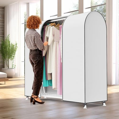Zilink Garment Rack Cover Garment Bags Protector Wardrobe Cover 60in, White | Dustproof, Breathable, 2 Durable Zippers, Clothes Rack Cover for Garment Rack (Rack Not Included) - size: 60"L x 20"W x 60"H - White
