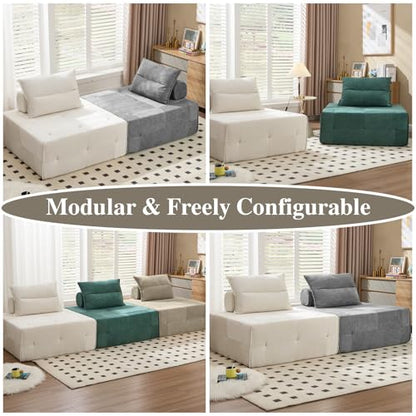 Gecheer Modular Sectional Sofa with Deep Seat & Adjustable Backrest for Living Room Bedroom Lounge Small Spaces