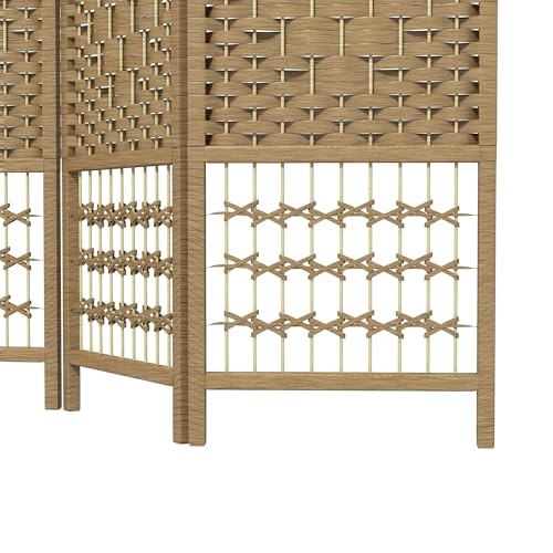 HOMCOM 4 Panel Room Divider, Folding Privacy Screen, 5.6', Natural | Room Separator, Wave Fiber Freestanding Partition Wall Divider - color: Natural, size: 4 Panel