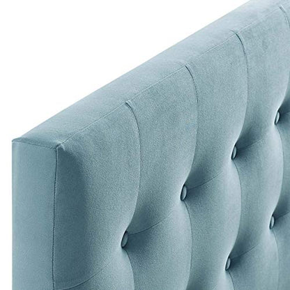 Modway Emily Queen Biscuit Tufted Performance Velvet Headboard, Light Blue - color: Light Blue, size: Queen
