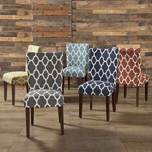 HomePop Parsons Classic Upholstered Accent Dining Chair, Set of 2, Teal and Cream Geometric - color: Teal and Cream, style: Pack of 2