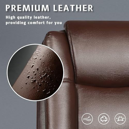 Adjustable High Back PU Leather Executive Office Chair, Brown | Ideal for office or home, 360° swivel, padded armrests, pneumatic height adjustment, Durable PU leather for long sitting - color: Brown
