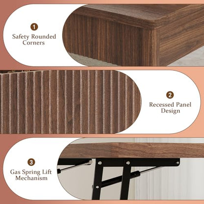 Lift Top Coffee Table,Wooden Rectangle Coffee Table with Hidden Storage Compartment,Open Shelf,Solid Wood Legs,Suitable for Living Room,Office (B-Lift Coffee Table-Walnut) - color: B-lift Coffee Table-walnut