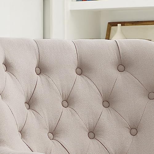 Rosevara Ember Accent Chairs,Mid Century Modern Armchair for Living Room with Ottoman Comfy Seat,Tub Sofa for Bedroom Reading Room, Pearl Beige Velvet - color: Pearl Beige Velvet