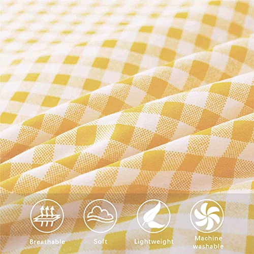 Yellow Grid Twin/Twin XL Size Duvet Cover Set 2 Piece, 68x90 Inch | Gingham Buffalo Check Geometric Pattern Microfiber Bed Comforter Cover Set, Soft & Lightweight Plaid Bedding Quilt Cover - color: Yellow Grid, size: Twin