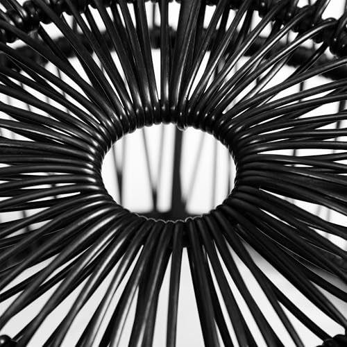 Furniture of America Ysar Boho Rattan Round Coffee Table Outdoor with Metal Frame, All-Weather and Rust Resistant, Handcrafted Coastal Furniture for Patio, Poolside, Garden, Yard, Black - color: Black/18.9 In.