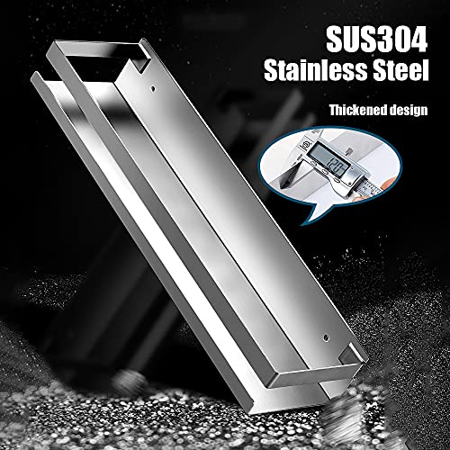 CONRUSER Wall Mounted Spice Rack, Stainless Steel Kitchen Organizer Shelves Hanging Storage Shelf Brushed Steel Seasoning Rack (50CM) - size: 50CM