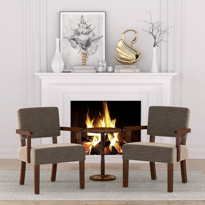 Accent Chair, Living Room Chairs Oversized with Soft Seat | Armchair with Solid Wood Frame, Comfy Reading Chair for Bedroom, Waiting Room, Home Office, Easy Assembly - color: Brown, size: Chair