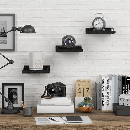 RYOFOBETTO Small Floating Shelf, 6 X 6 Inches Farmhouse Wall Shelves for Living Room, Bedroom, Picture Frames, Plants, Kitchen, Set of 3 (Black) - color: Black, size: 6"
