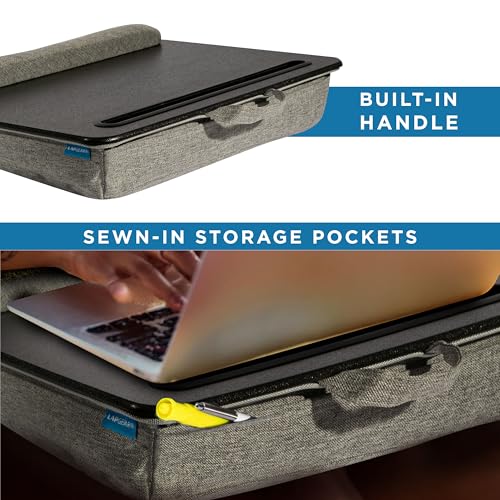 LAPGEAR Portable Laptop Lap Desk – Black, Fits 15.6" Laptops - color: Black Leather