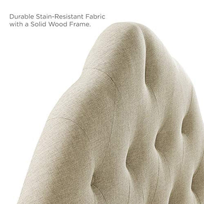 Modway Sovereign Tufted Button Linen Fabric Upholstered Full Headboard in Beige - color: Beige, size: Full