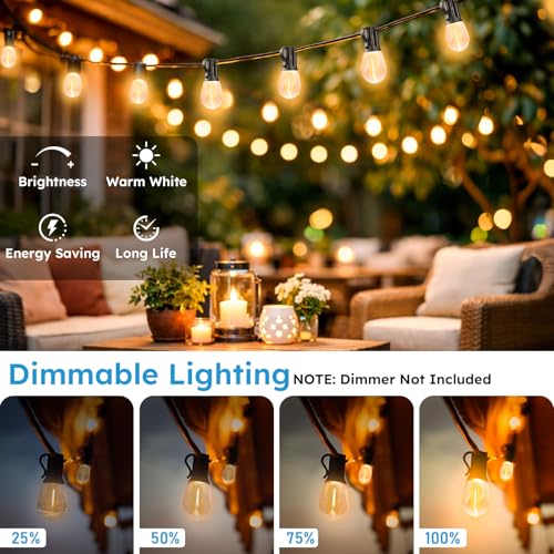 GvvooHome LED Outdoor String Lights, 25FT Waterproof Patio Lights with 9 Shatterproof S11 Plastic Bulbs, 2700K Warm White Edison Hanging Lights for Backyard, Garden, Porch, Bistro - size: 25FT