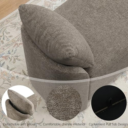 Usaint 58.3" Upholstered Storage Ottoman Bench with 2 Throw Pillows, Brown | End of Bed Bench with Curved Arms and Thickened Seat Cushion for Bedroom, Livingroom, Window, Entryway and Dressing Areas - color: Brown