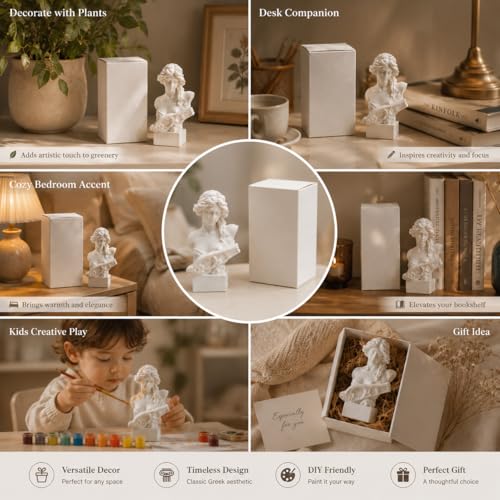 Resin Bust Statue 2.95 Inch Plaster Figurines Mini Home Decoration Sculpture White for Art Hobbyist-Artemis, Home Decoration - size: Artemis