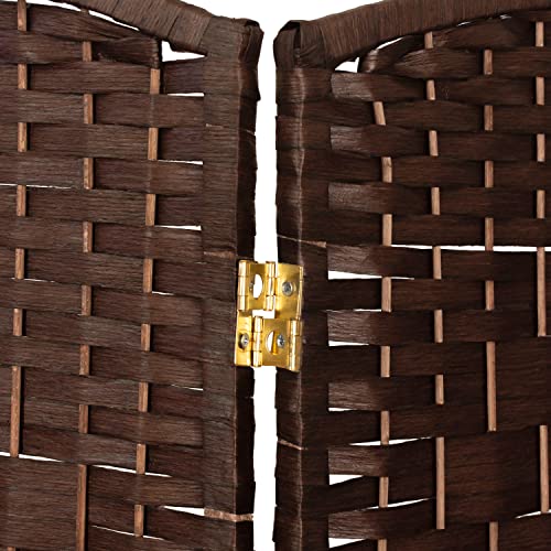 Red Lantern 2 ft. Short Diamond Weave Fiber Folding Screen - Dark Mocha - 4 Panel - color: Dark Mocha, size: 4 Panel