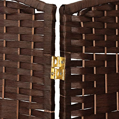Red Lantern 4 ft. Short Diamond Weave Fiber Folding Screen - Dark Mocha - 8 Panel - color: Dark Mocha, size: 8 Panel