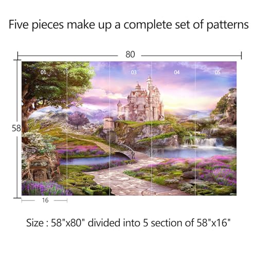 GLWYHY-Children's Room Castle Peel-and-Stick Wall Mural-58 x80 | Self-adhesive, Wallpaper,Cartoon,Bedroom,Wall paintings,Dreamy. - color: Zzsl-04, size: 58"x80"