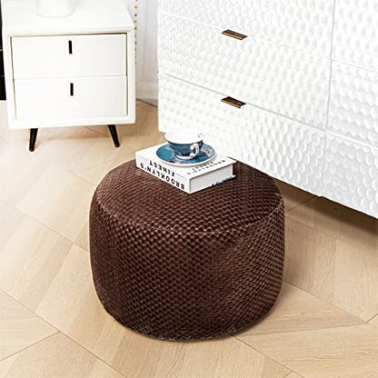 Asuprui Pouf Ottoman Unstuffed Round Poof Seat Foot Stool Ottoman Foot Rest No Filler 20x20x12 Inches Fuzzy Chair Floor Pouf Storage for Living Room Bedroom Coffee