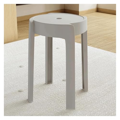 Lightweight Dining Chairs Round Stackable Stools ABS Dining Room Chairs Portable Diner Chair Backless Nesting Stack Stools 4 Pack(Grey) - color: Grey