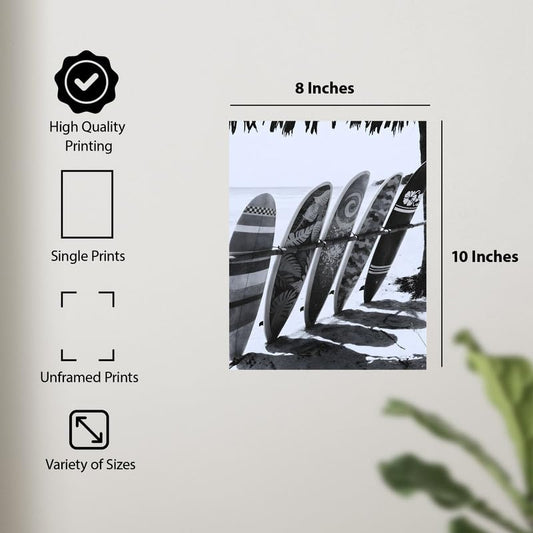 ALPINE INK CO. Surfboard Poster - Black & White Coastal Wall Art for Living Room Office Bedroom Decor - Minimal Beach Style Artwork - 8x10 Unframed Print - color: Style-12, size: 8"L x 10"W