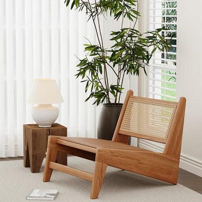 HAOBO Home Rattan Chair Mid Century Modern Accent Chair for Reading Living Room Home Bedroom