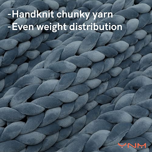 YnM Velvet Weighted Blanket, Handmade Chunky Knitted Design, Soft and Cozy, Temperature Regulating and Breathable, Machine Washable Throw for Sleep or Home Decor (Blue, 50x60 Inch, 10lbs) - color: Velvet Blue, size: 50 in x 60 in 10 lb