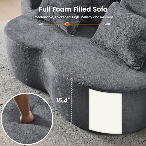 78” Convertible Sofa Bed, Full Size Sleeper Couch, Grey | Boneless Folding Loveseat, Deep Seat, Soft Chenille, 4 Pillows, No Assembly, for Guest Living Room Bedroom - color: Grey, size: 78"