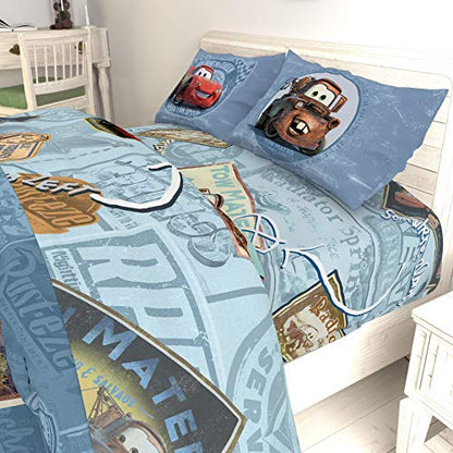 Disney/Pixar Cars Kids 7 Piece Full Comforter Set - Bed in a Bag with Shams, Lightning McQueen & Mater, Super Soft Fade Resistant Microfiber, Machine Washable Blue/Gray (Official Disney/Pixar Product) - color: Cars, size: 7 Piece Full