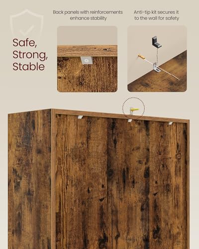 VASAGLE Bookcase Cube Shelf with 6 Compartments, 9.4 x 25.8 x 38.6 Inches | Bookshelf storage shelf, Rustic Brown, CUSTOS Collection, ULBC423K01 - color: Rustic Brown, size: 6 Cubes (9.4"D x 38.6"H), style: 1 Pack