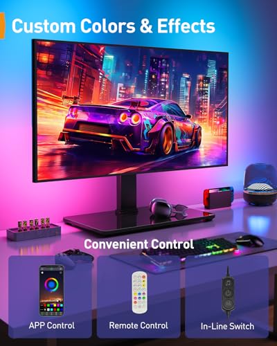Perlegear Universal Swivel TV Stand with LED Lights for 30–70 inch TVs, Height Adjustable Table Top TV Stand with Tilt, Tempered Glass Base, Holds up to 88 lbs, Max VESA 400x400mm, PGTVS32B - size: 30-70 Inch