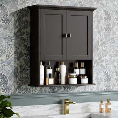 Bathroom Wall Cabinet, Over The Toilet Storage Cabinet Wall Mounted Medicine Cabinet with Build-in Spirit Level Cupboard Adjustable Shelves for Bathroom Laundry Room Kitchen, Espresso - color: Espresso