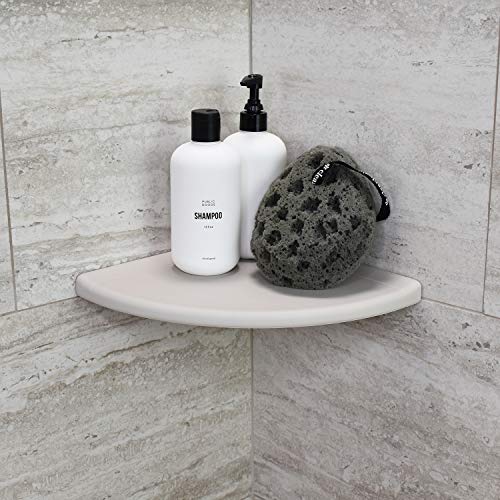 Decor Corner Shower Shelf, Shower Shelf for Inside Shower Tiled Walls, Bathroom Shower Corner Storage, 9 Inch Corner Shelf Shower Caddy Classic Flatback, Gray Matte | 9 Inch