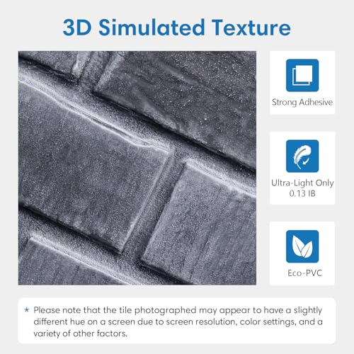 3D Faux Brick Wall Panels Peel and Stick, 10 Pcs 11.8" x 11.8" - color: Gray