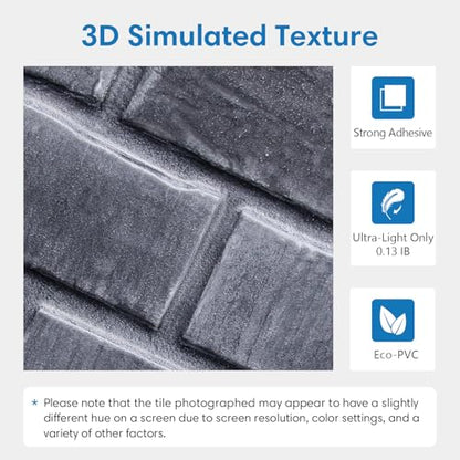 3D Faux Brick Wall Panels Peel and Stick, 10 Pcs 11.8" x 11.8" - color: Gray