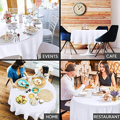 Utopia Kitchen Round Table Cloth 2 Pack [90 Inches, White] | Tablecloth Machine Washable, Polyester Table Cover for Dining, Buffet Parties, Picnics, Events, Weddings and Restaurants - color: White, size: 2 Pack 90 Inch Tablecloth