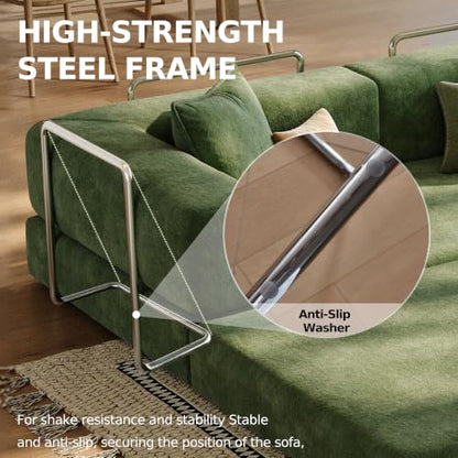 79" Convertible Futon Sofa Bed, Boneless Couch for Living Room | Pet scratch-resistant velour, dual-firmness full-block foam cushions, pull-out sleeper couch, no assembly, Green - color: Green, size: 78IN