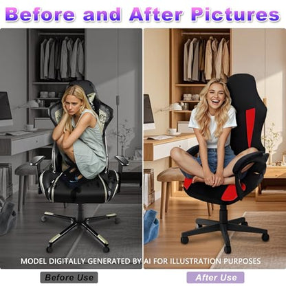 Gaming Chair Covers Only,Stretchable Fit Thick Breathable Mesh | Cat Scratch Proof,Scratch Resistant,Soft,Gaming Chair Seat Cover with 2Pcs Armrest Slipcovers(Black-red,Style 1) - color: Black-red, size: Style 1