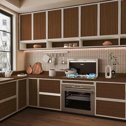 BAYYA Walnut Contact Paper 31.5"x354" Brown Balck Wood Grain Wallpaper | Dark Walnut Vinyl Wrap Waterproof Self-Adhesive Wooden Peel and Stick Countertops Covers Oak Wood Sticker for Furniture - color: Brown 2, size: 31.5" x 354"