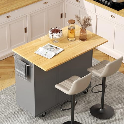 JY QAQA 40" Kitchen Island Cart Furniture cart on Wheels Rolling Portable Dining Room Serving Utility Carts Mobile Movable with Drawers Cabinet,Grey - color: Grey, size: 40-IN